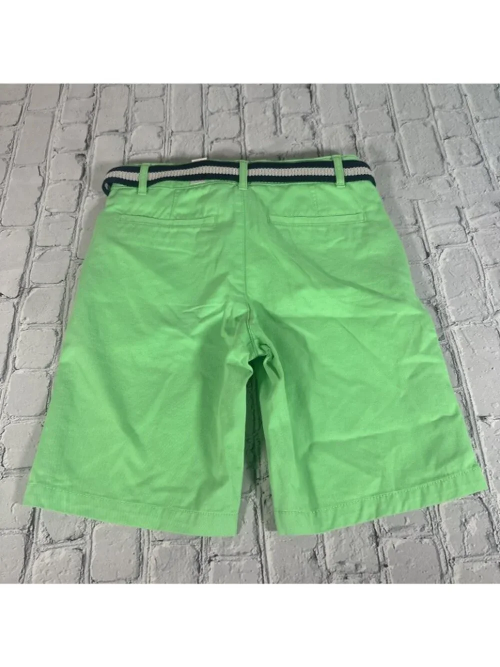 The Children's Place Boys Youth Size 8 Belted Chino Shorts Green Parakeet NEW